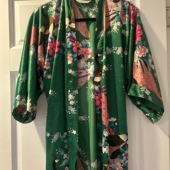 Floral Green Kimono Robe - Picture 3 of 7